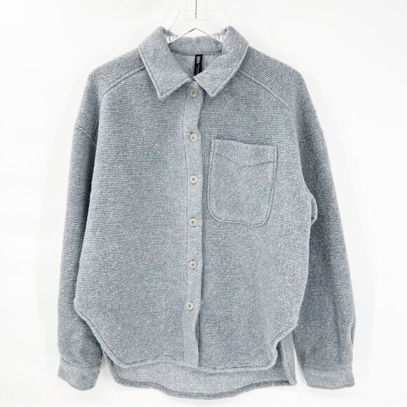 NEW ZARA Asymmetrical Hem Oversized Ribbed Shirt Jacket XS Grey - Picture 2 of 8